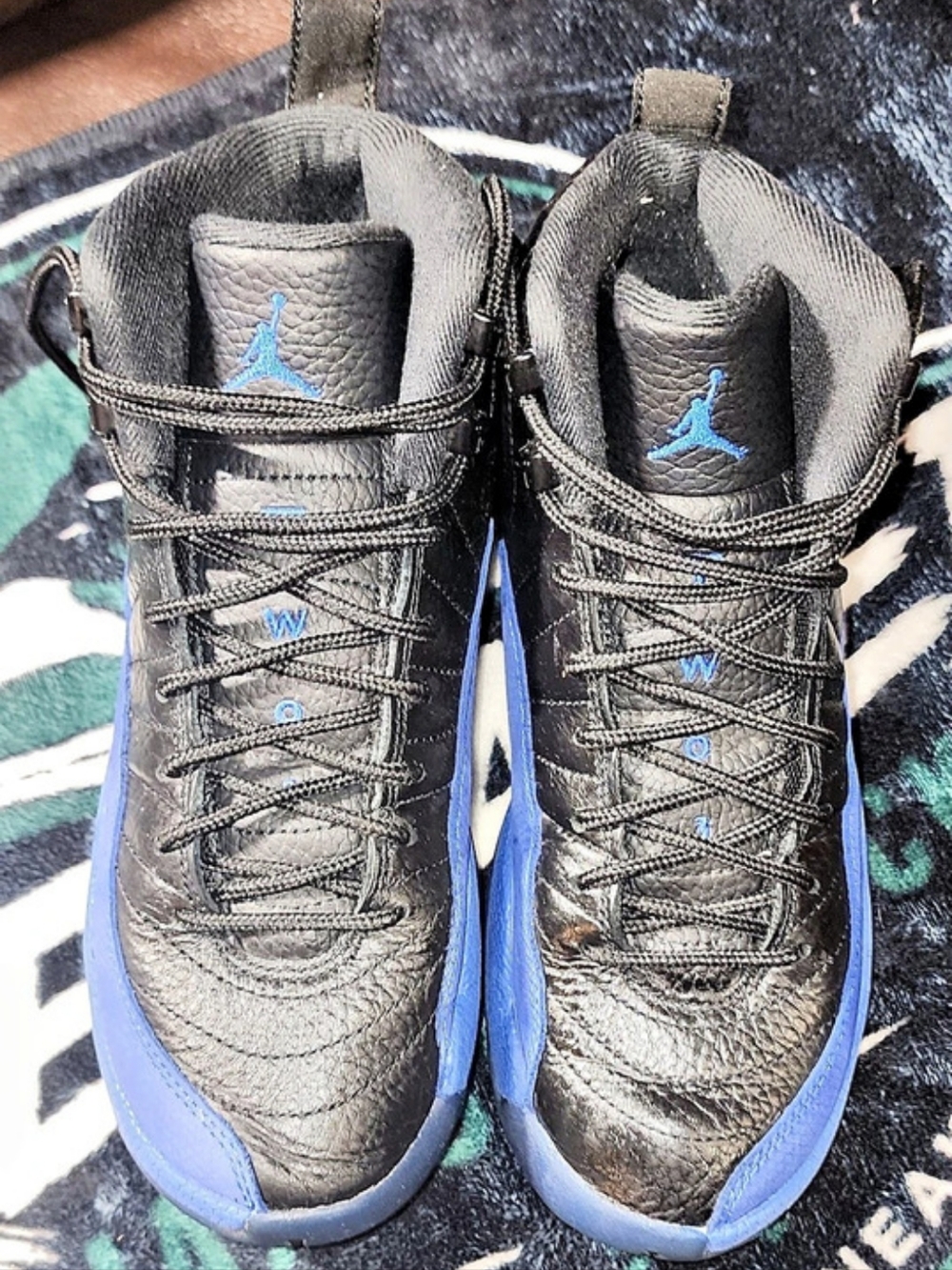 Jordan 12 Black & Blue US 5Y Sneakers
